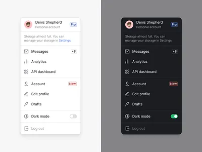 Blank 2.0 components craftwork dark mode design design system dropdown figma menu ui web website
