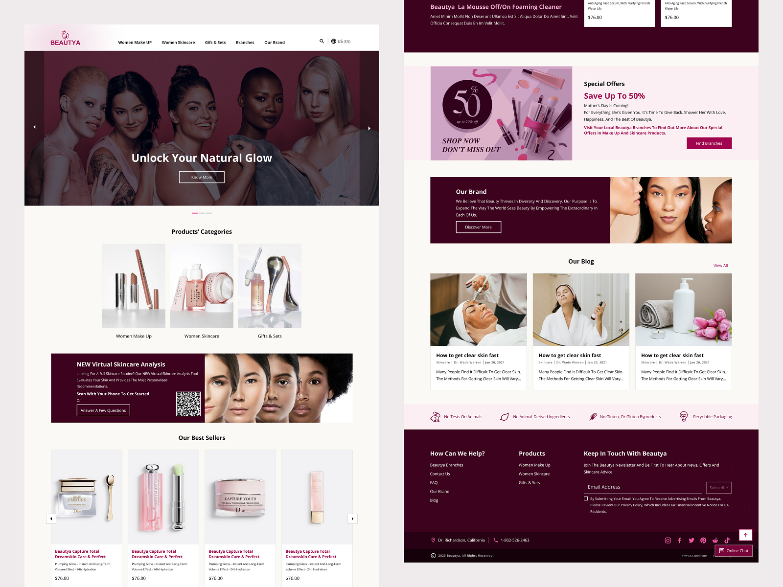 Beautya | Skincare & Cosmetic Website by Kevin Kurniawan Wijaya on Dribbble