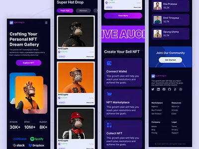 NFT Website Mobile Responsive blockchain branding crypto crypto currency dark design ethereum landing page logo mobile responsive nft nft concept nft market nft marketplace nft ui nft website nfts ui ux website