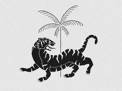 Wild Oasis animals illustration jungle palm roar tiger tigre