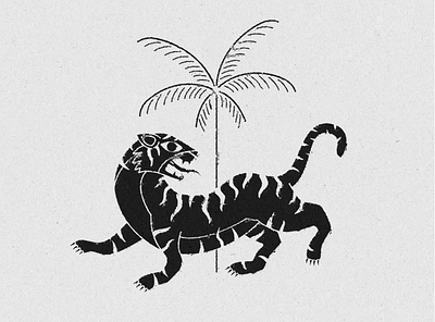 Wild Oasis animals illustration jungle palm roar tiger tigre