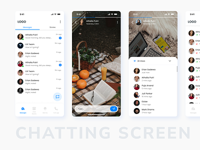 Chatting Screen Design call logs design chat app design chatting screen design design figma mobile screen design status screen design ui uiux