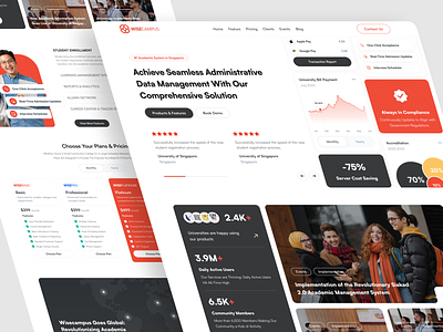 WiseCampus - SaaS Landing Page administrative business campus dashboard education edutech enrollment landing page landingpage pricing products professional saas saas landing page saas landingpage solution stars student university web design