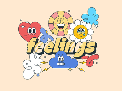 Feelings character emotions feelings flower fun happy icons illustration mental health sad