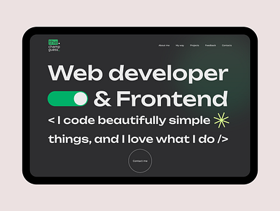 The first screen design design portfolio first screen frontend logo ui uxui uxui design web web design web developer website