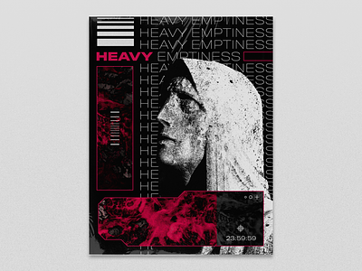 HEAVY EMPTINESS - Experimental Poster brutalism conceptual poster techno typography