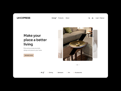 LH Express E-commerce Website Design accessories art piece branding creative decorative design designer dining ecommerce graphic design home decor identity kitchen living logo luxury platform product ui website