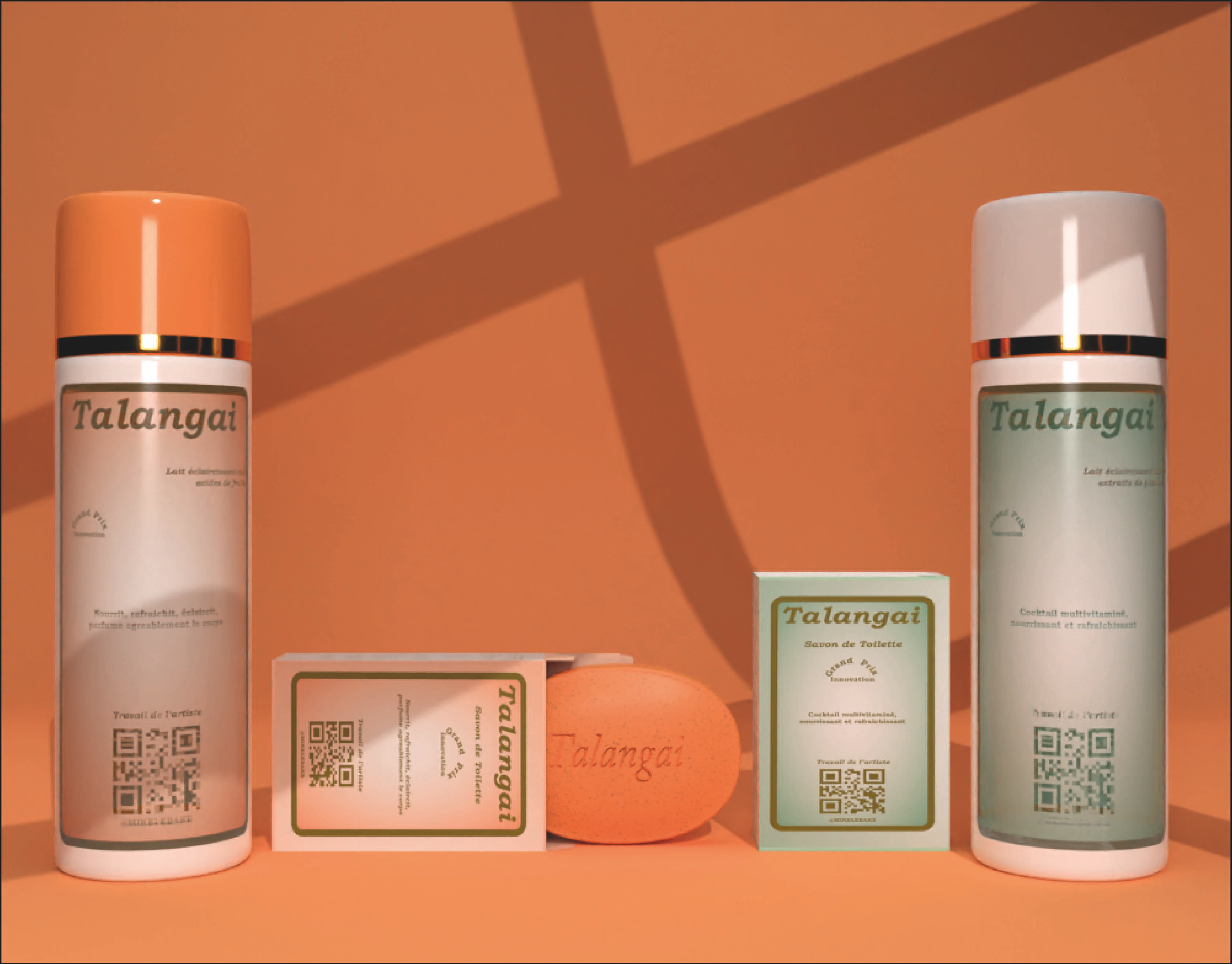 Animation produit cosmetique de Talangai 3d animation beauté blender branding cosmetics graphic design lait logo mockup motion graphics savon talangai ui