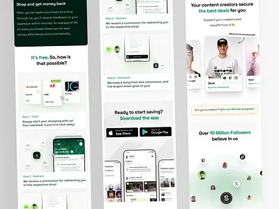 Cashback app - mobile LP views cashback clean design influencer investment landing page minimal mobile mobile app mobile design modern ui ux website website design