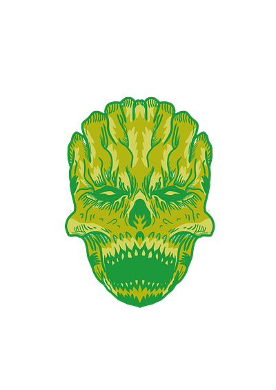 Green skull ilustration 3d animation branding graphic design logo motion graphics ui