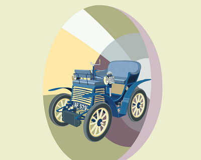 FIAT 3.5 HP 1899 car chic digital illustration fiat italy old time race racing retro retroville style throwback torino vector vintage