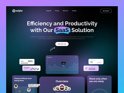 SaaS Solution - Website Landing Page design landing page motion graphics oripio problem solution saas saas animation saas design saas landing page saas product saas solution saas ui saas ui design saas website saas website design ui uiux uixrakib183 ux web design