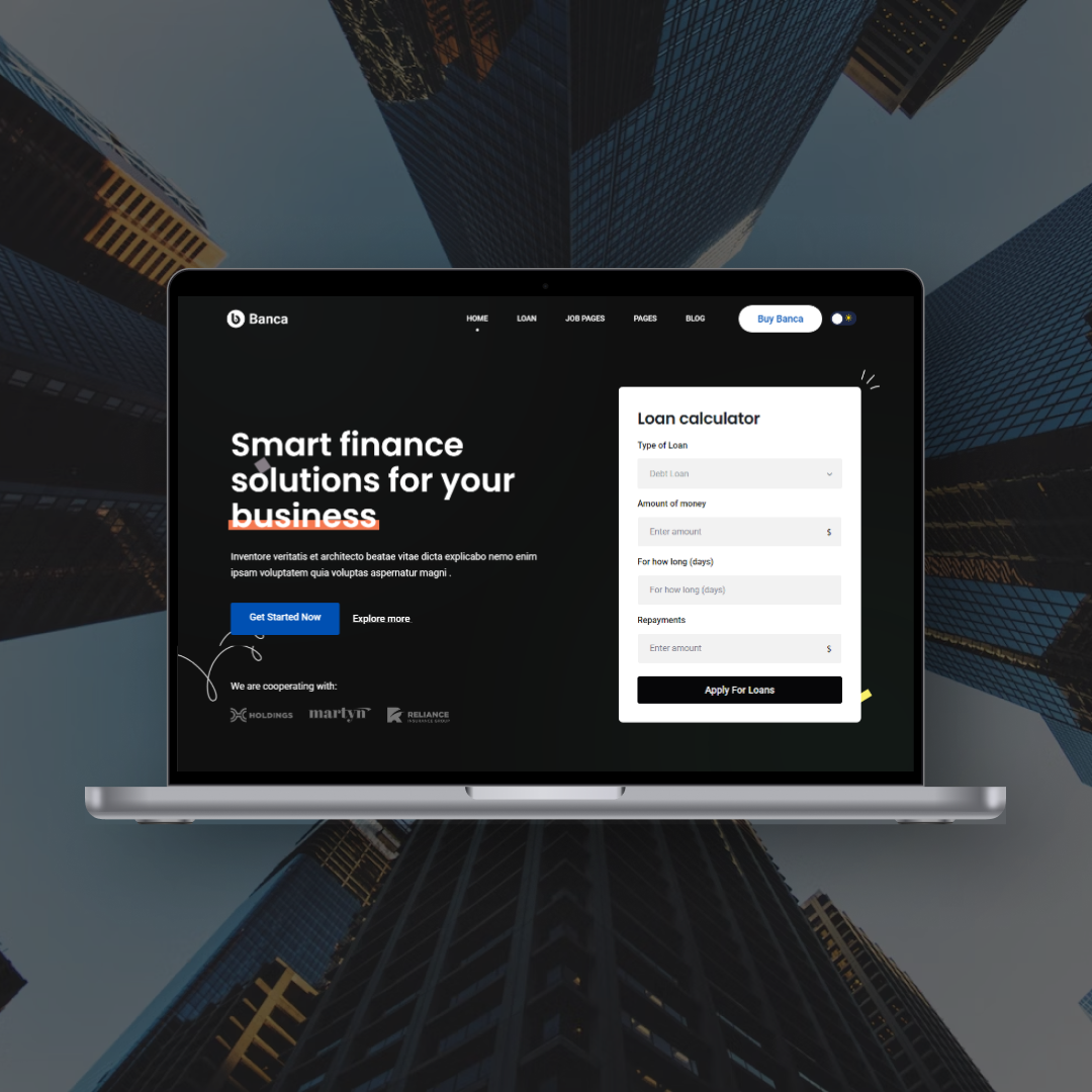 Business Finance Solution site by Huraira Yaqoob on Dribbble