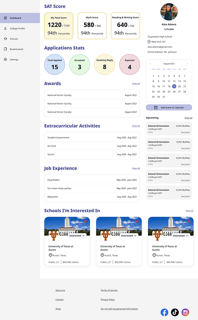 College Application Dashboard 100daysofdesign college dashboard dashboard design ui ui design ux ux design visual design