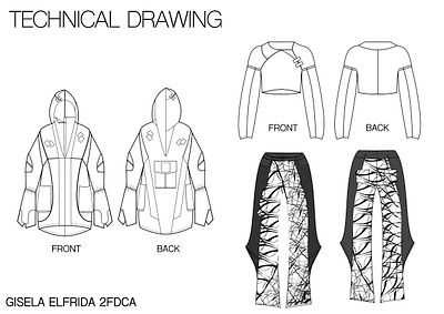 Technical Drawing of hybrid collection character design fashion fashiondesign sketch technical drawing