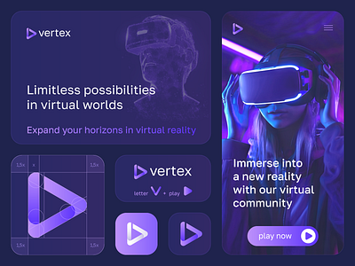 Visual Identity for VR Startup branding branding and design community device experience gadget gaming gradient graphic design identity logo logo designer logo icon logo mark minimal branding design virtual reality visual identity vr