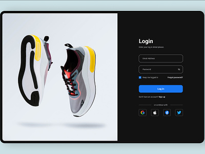 Dark mode log in Screen. figma log in page login page login screen sign up page sign up screen signup page ui uiux ux ux design website website ui