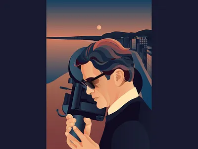 Pier Paolo Pasolini adobe illustrator camera cover director editorial flat illustration italian italian movies krotone magazine pasolini pier paolo pasolini portrait poster print retro vector