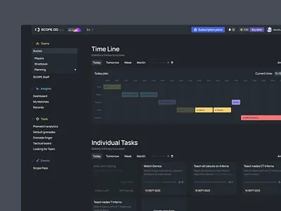 Доска планирование киберспортивной команды