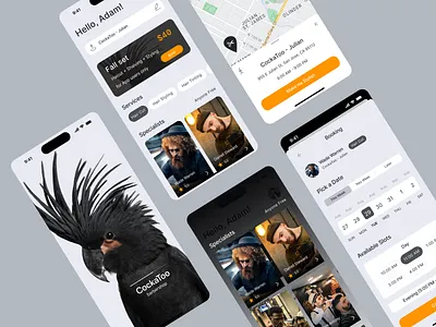 CockaToo - Barbershop App app barber barbershop beauty best booking bright clear design creative design figma fun haircut new ui ux