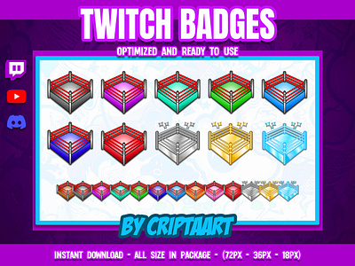 Wrestling ring Twitch Badges Subscribers Wrestle Gameplay Boxing boxing gameplays ring sub badges twitch twitch world wrestling entertainment wrestle wrestle mask wrestling ring wwe wwe emotes