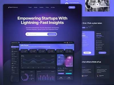 Swiftscale: SaaS Product Landing Page concept creative dashboard design kavizo landing page modern product design saas ui ux