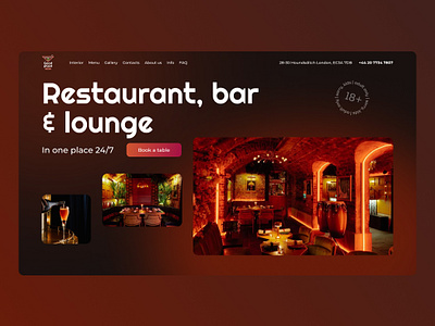 Restaurant hero screen bar design graphic design hero hero screen lounge restaurant ui ui design web deisgn web design webdesign website