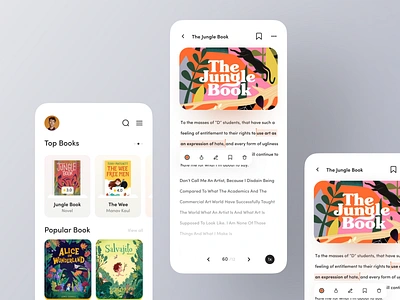 Book App UI book book app books design home screen ios minimal app mobile ui modern app reader ui ux