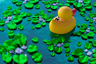 Rubber Duck - 3D Illustration 3d 3dillustration 3drender blender colorful design environment illustration pond render surreal water