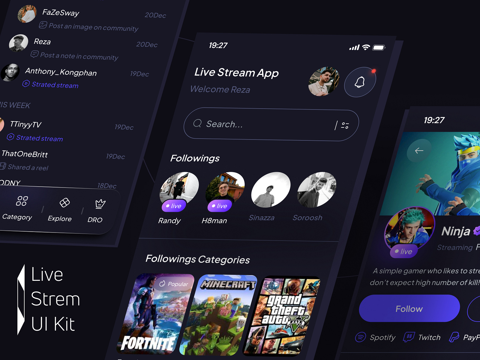 Live Stream UI Kit by Reza nezhadmusavi for Enver Studio on Dribbble