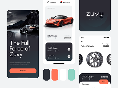 Zuvy - Automobile Shop Visual Concept app design mobile design visual concept