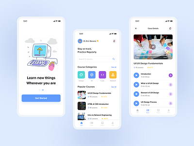 E-Learning App UI app design app ui branding e learning app online course app ui ux