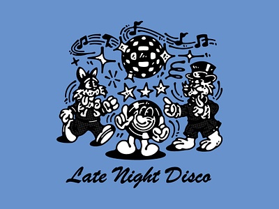 Late Night Disco character design clothing design design for sale doodle graphic graphic design illustrator mascot design t shirt design vintage design