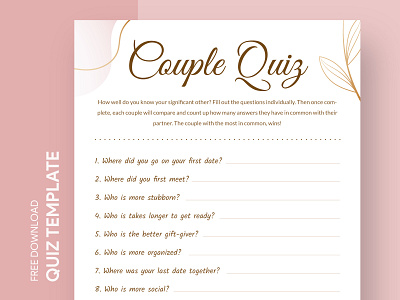 Couple Quiz Free Google Docs Template check doc docs document exam family free template free template google docs google google docs ms print printing quiz quizzes template test word