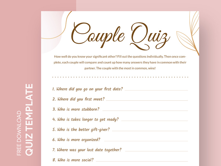 Couple Quiz Free Google Docs Template by Free Google Docs Templates ...