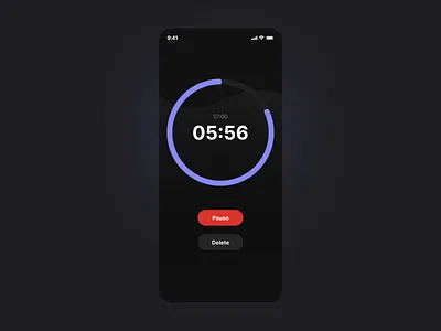 Countdown timer #14 android circle count countdown delete design fig figma grafic circle liquid minimal mobile pause purple timer ui
