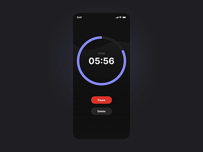 Countdown timer #14 android circle count countdown delete design fig figma grafic circle liquid minimal mobile pause purple timer ui