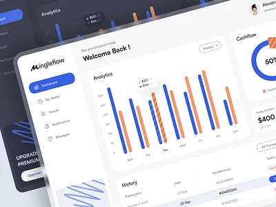 Mingleflow - SaaS Finance Dashboard analytics branding chart clean dashboard design dashboard ui finance dashboard finance web app minimal design saas saas dashboard ui uiux web app
