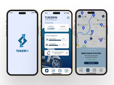 TUKERIN-Swap Battery Station Tracking App appdesign interfacedesign mobileapp mobileappdesign ui uiux userinterface