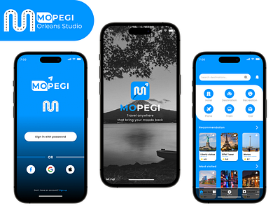 MOPEGI v.1 - Travel App UI Design branding logo ui