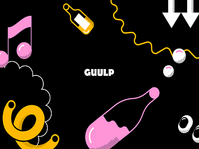 Branding for Guulp black brand branding contrast fun illustration logo logotype minimal party pink simple typography vector yelloew
