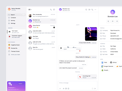Messaging - Dashboard call clean collaboration communication contact dashboard design dipa inhouse interaction manager tools message platform product design productivity progress project management task team tracking ui