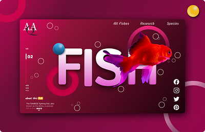 fish website landing page 3d animation appdesign branding colorful creative fish fishapp fishwebsite graphic design logo motion graphics postcard tranding ui website websitedesign