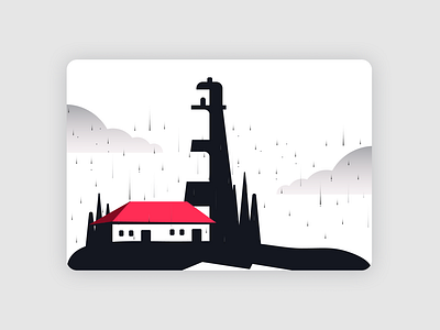 Rainy Day building farm gradient graphic design illus illustration lighthouse