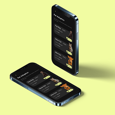 Pet Adoption Screen UI | Dark Mode ui design ux design uxui designer