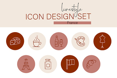 Linestyle Icon Design Set France travel