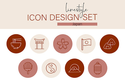 Linestyle Icon Design Set Japan banner