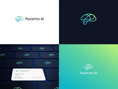 Paxiento AI Logo ai artificial intelligence brain brain logo branding graphic design letter p logo modern logo p logo smart smart logo