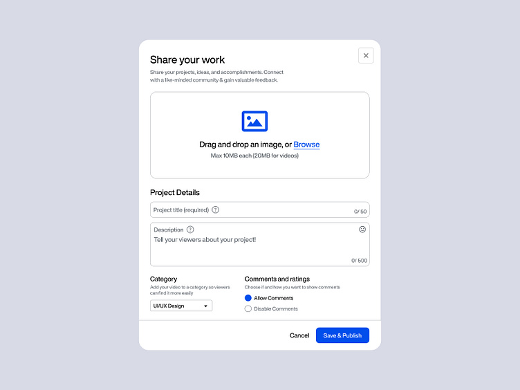 Share Work - Modal by Xchyler Drenth on Dribbble