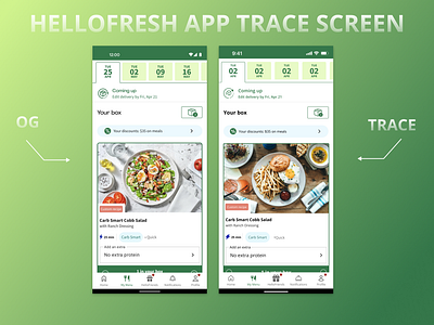 HELLO FRESH IOS APP TRACE SCREEN app design hellofresh inspiration ios mobile app recreate screen trace ui ux